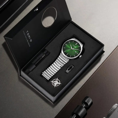 TOMI Men & Boys Luxury Watch Gift Set – Date Feature | PU Strap | Fancy Dress Accessories Included (Gift Box)